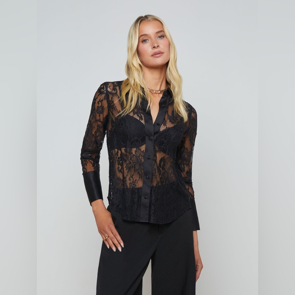 NWT Lagence Reims Lace Button-Up Shirt